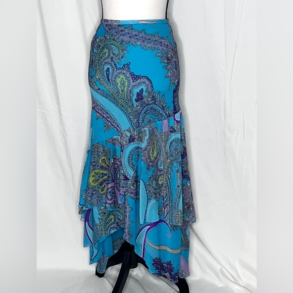 Etro Inspired Sunny Leigh Paisley Maxi Skirt Size L - Picture 3 of 6